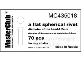 Заклепка сферическая плоская (1,2 мм; установочное отверстие 0,8 мм)