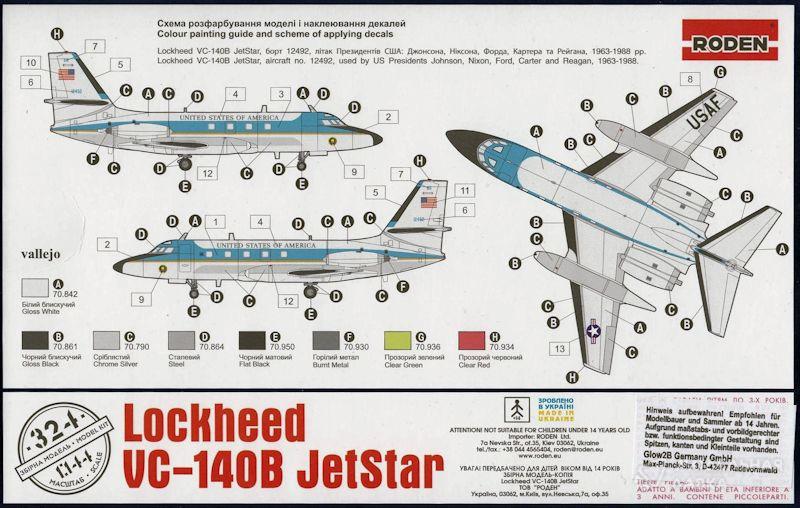 Сборная модель Lockheed VC-140B Jetstar Roden