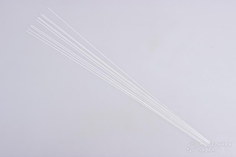 Пластиковые стержни (круглые белые матовые) диаметром 1мм, длиной 40см (10шт) Tamiya
