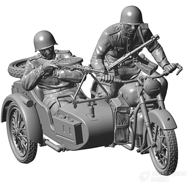 Фото #6 для Сборная модель советский мотоцикл М-72 с коляской и экипажем