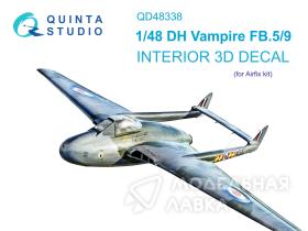 3D Декаль интерьера кабины DH Vampire FB.5/FB.9 (Airfix)