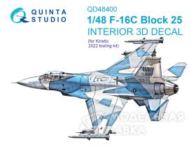 3D Декаль интерьера кабины F-16C block 25 (Kinetic 2022г. разработки)