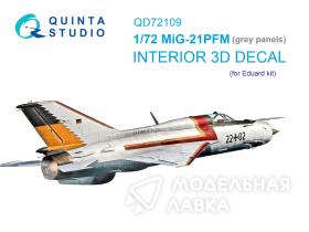 3D Декаль интерьера кабины МиГ-21ПФМ с серыми панелями (Eduard)