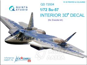 3D Декаль интерьера кабины Су-57 (для модели Звезда 7319) (серые и голубые панели) 