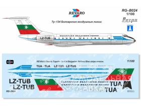Декаль Ту-134 Болгарские воздушные линии (синяя полоса)