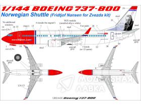 Декали для Boeing 737-800 Norwegian Shuttle LN-DYF (Fridjtof Nansen) with stencils for Zvezda kit