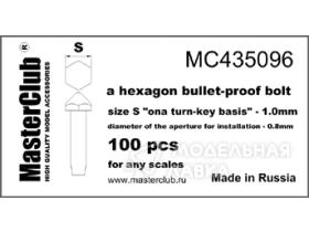 Головка болта пулестойкого (ключ 1,0 мм; установочное отверстие 0,8 мм)