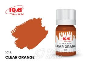 Краска для творчества, 12 мл, цвет Прозрачный оранжевый(Clear Orange)