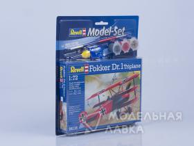 Набор: самолет Fokker DR.1 с клеем, кисточкой и красками