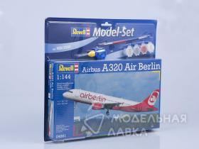 Набор: самолет пассажирский Airbus A320 AirBerlin с клеем, кисточкой и красками