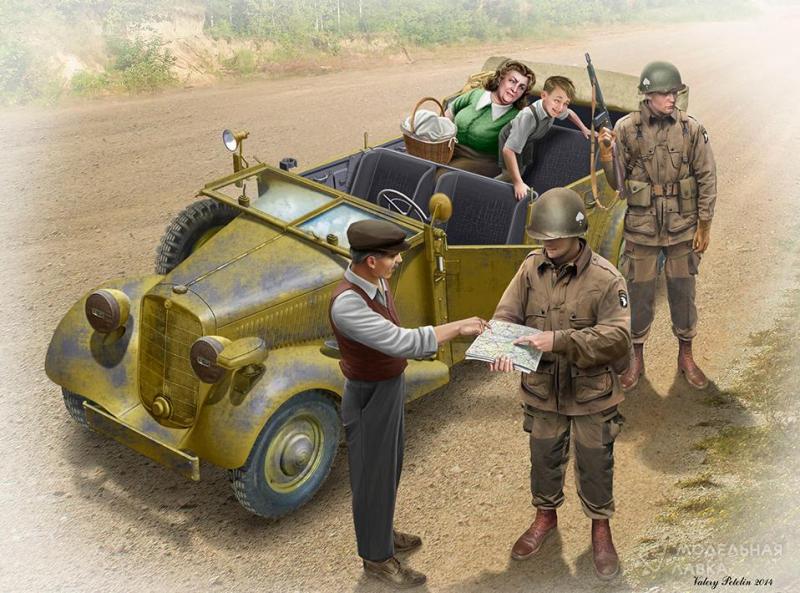 Американские десантники и гражданские, 1945 г Master Box