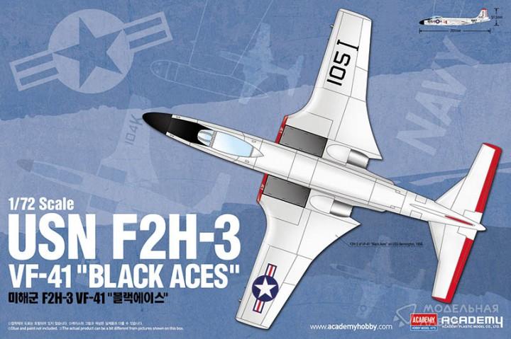 Сборная модель самолет USN F2H-3 VF-41 Black Aces Academy