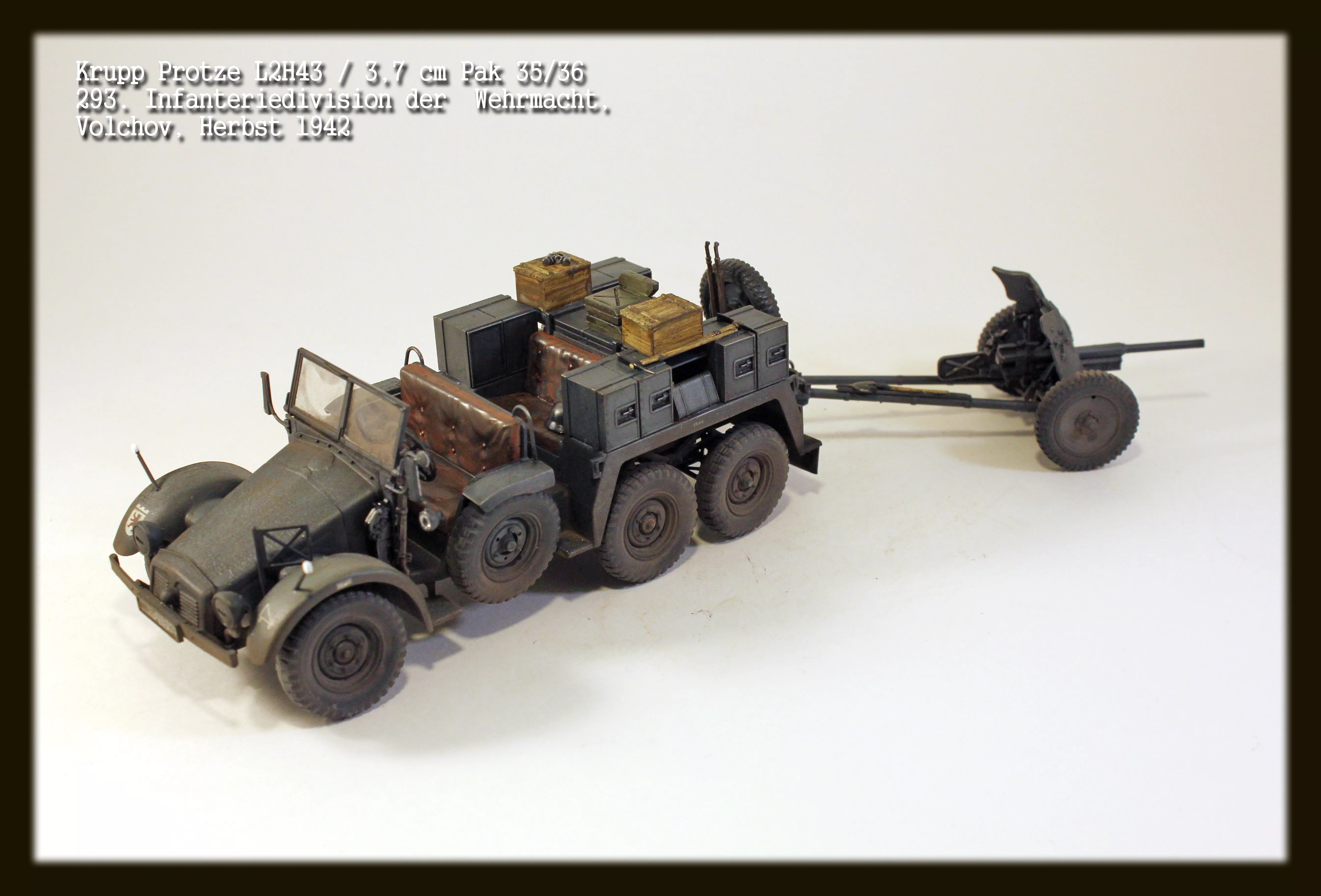 Нем. грузовик 6X4 Krupp Protze (Kfz.70) (3 фигуры, пулемет Mg34)